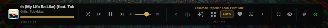 IKANDY console bar — Now Playing, Playback, Visualiser, Utility and Settings zones