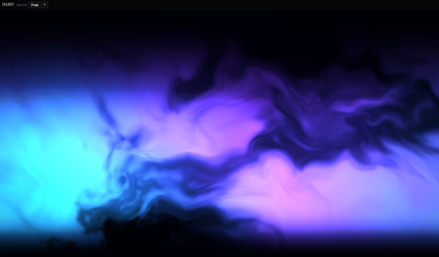 IKANDY full-screen visualizer rendering a blue and violet Aurora scene
